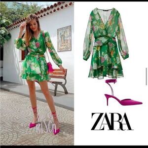 ZARA FLORAL PRINT DRESS Size S